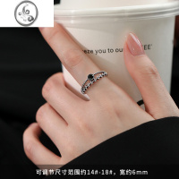 JiMi[]925银银锆石戒指女轻奢尾戒小众设计感食指戒素圈开口戒