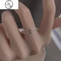 JiMi925银银蝴蝶双层戒指女轻奢闪钻指环冷淡风开口戒子简约小众设计