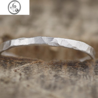 JiMi不规则凹凸敲痕‘园’尾戒戒指指环 手工定制做 银银S990 关节戒