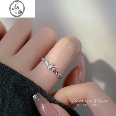 JiMiS925银银莫泊桑锆石戒指女小众设计高级感对戒情侣2022年新款潮