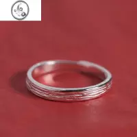 JiMi华年 银银925拉丝极简开口青丝变白发情侣对戒指环光面复古小众
