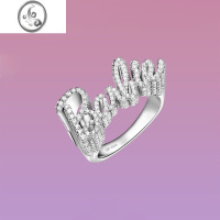 JiMi新款欧美英文芭比戒指s925银女ins潮网红时尚创意设计潮指环饰品