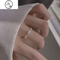 JiMi925银银白银色方钻素戒女开口戒ins冷淡风轻奢小众指环简约风戒指
