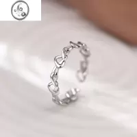 JiMi[]925银银高级感爱心食指戒指ins开口指环时尚冷淡风个性女