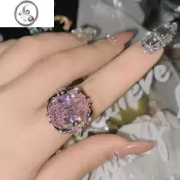 JiMiResti重工富婆花蝶宝石戒指镀超大夸张仿海蓝宝轻奢高级感指环