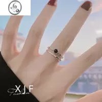 JiMi/双层链条戒指女s925银银戒子开口戒简约轻奢指环ins潮高级感