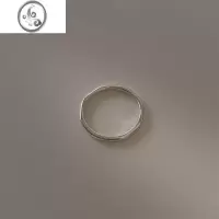 JiMi原创简约素银戒 通体S925银银ins冷淡风捶面车花戒指食指戒子