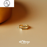 JiMi耳边风 ins设计师款极简金属双层开口叠戴戒指女简约高级感