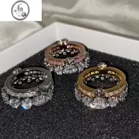 JiMingbb西太后vivienne双层可拆分闪钻皇冠戒指高级感叠戴轻奢设计感