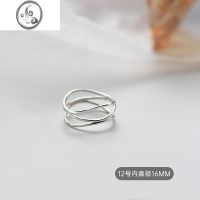 JiMi925银银戒指女夏季小众设计2021年新款简约几何线条食指戒指环潮