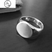 JiMi复古钛钢戒指男个性指环戒指个性刻字定制男款光面印章指简约尾戒
