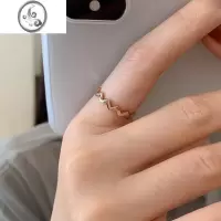 JiMi适合手粗的大码戒指女时尚个性波浪尾戒胖MM胖手食指指环加肥加大