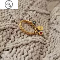 JiMi古法烧蓝链条流苏柯梦兰同款戒指女宫廷风叠戴气质百搭珐琅指环