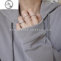 JiMibasic基本款韩国925银银光面开口可调戒指环日常叠戴细粗男女简约