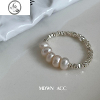 JiMiOOTD | 925银银戒指女 珍珠碎银子小众饰品简约时尚弹力指环