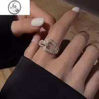 JiMi高级感锆石戒指女夏季开口可调节轻奢小众设计网红气质高级感指环