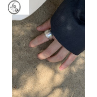 JiMiThree N极简光面银质开口戒新款小众个性馒头戒韩国复古简约戒指