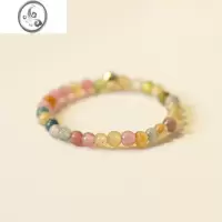 JiMi碧玺戒指女素圈彩虹小众设计高级感复古闺蜜极细水晶指环西瓜