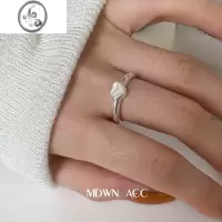 JiMiMDWN | 白贝壳月光爱心 925银银戒指女 简约日韩ins气质森系指环