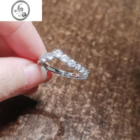 JiMiS925银白金高碳钻石戒指女精镶10分满钻INS风配戒指环饰品礼物