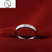 JiMi高端铂金钛钢不掉色小众轻奢时尚男士情侣对戒莫桑锆石小钻戒指