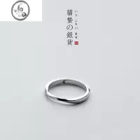 JiMi猫蛰S925银银莫比乌斯环情侣戒指一对小众设计开口可调节素圈简约