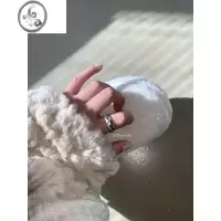 JiMiThree N 复古做旧小众星星纹戒指小众设计两件套可调节开口食指戒