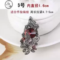 JiMi韩版时尚复古长款食指指环女镶钻水晶装饰戒指欧美个性夸张潮饰品