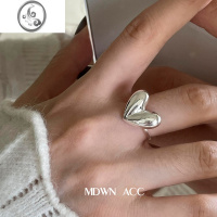 JiMi质感简约风 925银银戒指女 时尚个性ins风性冷淡光面立体爱心指环