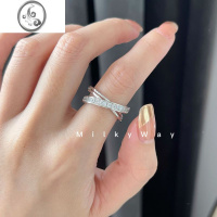 JiMi有迹MilkyWay层次交叉镶钻戒指立体重工轻奢镀金ins韩风夸张开口