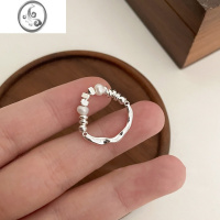 JiMi925银银碎银子珍珠戒指女小众设计2023年新款食指戒ins高级感指环