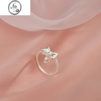 JiMi925银在逃公主蝴蝶结铃兰戒指女银银设计感气质甜美花朵指环