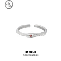 JiMi925银银多巴胺彩色锆石戒指小众设计冷淡风高级食指开口情侣对戒