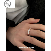 JiMiYUYUJIANG小众设计情侣对戒925银银皱褶宽戒指男女开口食指戒礼物