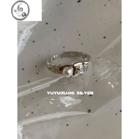 JiMiYUYUJIANG|小众设计高级s925银银不规则珍珠锆石戒指可调节指环