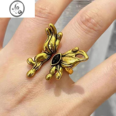 JiMi浮华古巴比伦复古冷艳vintage风蝴蝶戒指女小众时尚设计个性指环