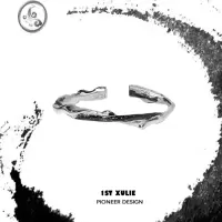 JiMi银银不掉色食指戒指原创小众设计冷淡风高级黑白开口情侣对戒男女
