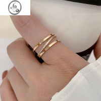 JiMi大码戒指女胖MM三层镂空微镶钻胖手大圈口小众设计感大号食指指环