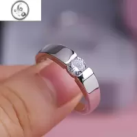 JiMi银银50分钻戒闭口经典情侣六爪男女特大号戒指结婚订婚大胖子胖妹