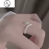 JiMiS999足银灵蛇戒指女开口指环个性配饰尾戒小众设计感高级食指戒潮