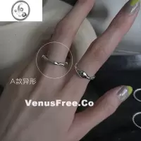 JiMi2款异形/s925银银不规则艺术感戒指环开口极简约开口叠戴冷淡男女