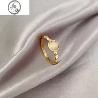 JiMi猫眼石戒指女ins潮复古风网红轻奢小众设计食指钛钢个性时尚指环