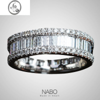 JiMi925银银满天星河排钻石高级模拟冰糖方钻食指银戒指女小众设计