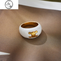 JiMi凯旋门白色珐琅戒指女新款潮欧美小众设计感高级复古轻奢金色指环