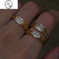 JiMiWEARRING定制 简约菱形方形锆石钻戒指女时尚个性小众设计感轻奢