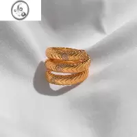 JiMi欧美三层蛇形肌理感金色戒指女小众设计轻奢高级感时尚个性食指环