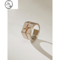 JiMi裂缝方块镶嵌十字星芒戒指小众设计in高级感个性简约中性情侣指环