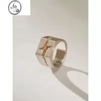 JiMi裂缝方块镶嵌十字星芒戒指小众设计in高级感个性简约中性情侣指环