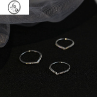 JiMi925银银饰品高级感原宿气质V型镶钻戒指V形护戒简约指环尾戒女