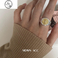 JiMi古币风 | 925银银戒指女 女王金币金银撞色凹凸款ins风时尚指环潮